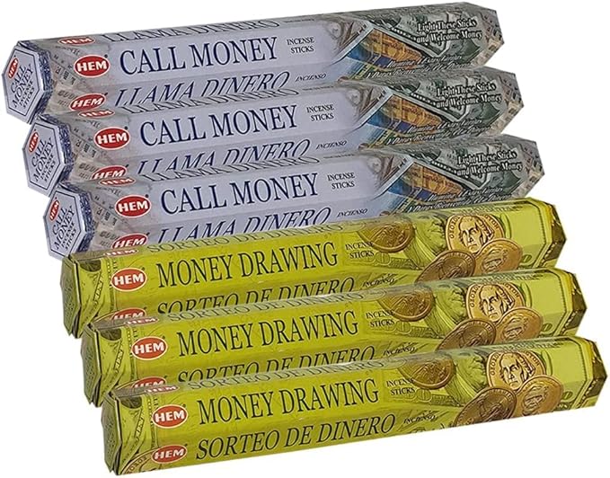 Call Money & Money Drawing Incense Sticks & Holder Bundle Variety Pack from Hem Trumiri Insense Insence