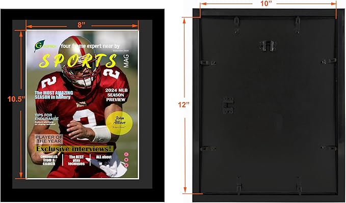 Goldfinch 2 Packs Sports Magazine Frames - Displays Measuring 8 x 10.5 Inches With Black Core Matting - Suitable for 1994-Current Collector's Edition Sports Magazines With Installed Hangers