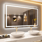 LOAAO 50"X30" LED Bathroom Mirror with Lights, Anti-Fog, Dimmable, Backlit + Front Lit, Lighted Bathroom Vanity Mirror for Wall, Memory Function, Tempered Glass, Safe to Use, ETL Listed