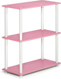 Furinno TURN-N-TUBE Storage Shelves, 3-Tier Book Shelf, Corner Shelf, Toolless Open Shelves, for Organization and Storage, Living Room, Garage, Home Office, Pink