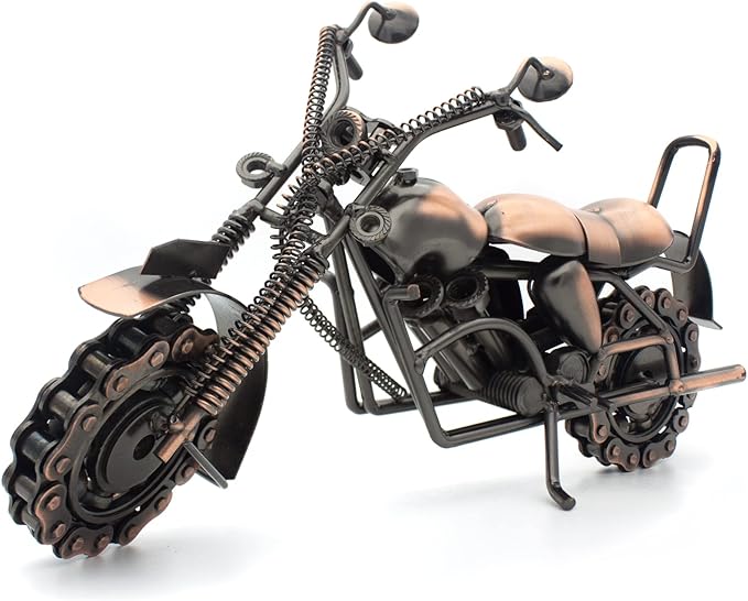Motorcycle Gifts for Men & Women Bikers, 11.8" Handmade Metal Motorcycle Model, Vintage Motorcycle Decor for Man Cave, Garage, Home & Office