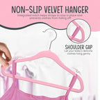 25 Premium Baby Velvet Hangers - 11.8 Inches Non-Slip & Ultra-Slim Baby Hangers for Space-Saving & Children Clothes - 360 Swivel Hook, Strong & Durable Infant & Toddler Clothes Hanger - Pink