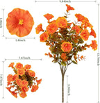 Lnoicy Artificial Fall Mums 12 Bundles Eucalyptus Fake Flowers for Planter,Fake Morning Glory for Halloween Home/Porch/Garden Decoration (Fall Orange)