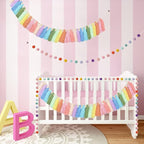 2pcs Longer Boho Tassel Garland, Pom Pom Tassel, Felt Ball Garland,Colorful Wall Hanging Party Decorative Banner Pastel, Home Decoration Wedding Birthday Baby Shower (Longer Rainbow)