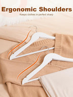 HOUSE DAY White Wooden Hangers 20 Pack, Solid Wood Hanger with Non Slip Pant Bar, Heavy Duty Wooden Coat Hanger for Closet, Smooth Finish Wood Clothes Hangers for Shirts, Suits Jackets, Dress
