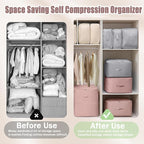 Space Saving Self Compression Organizer, 2025 New Ultra Space Saving Self Compression Organizer, Heavy Duty Moving Bags, Storage Tote for Space Saving (Gray, X-Large)