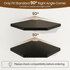 Fun Memories Corner Shelf Wall Mount, Solid Oak Wood Floating Corner Shelves with Cable Hole, 8.5in Rustic Design for Bedroom, Bathroom, Kitchen, Living Room (Black, 1 Pack)