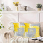 Yellow Abstract Art Artwork Pillow Cover, Gallery Modern Decorative Throw Pillows Cushion Cover for Bedroom Sofa Living Room 20 x 20 Inch Set of 2