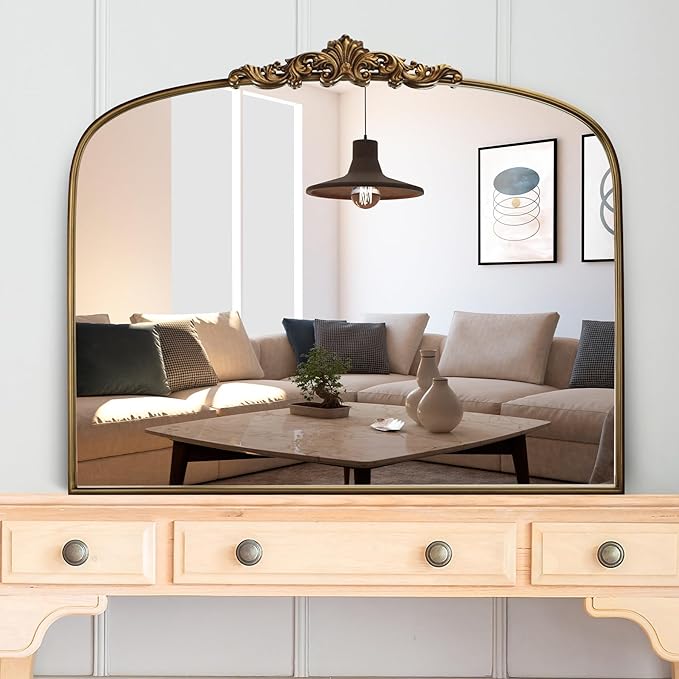 36"X30" Vintage Gold Mirror Baroque Mirror for Wall,Ornate Mirror with Metal Frame,Decorative Mirrors for Living Room,Entryway,Bathroom,and Bedroom
