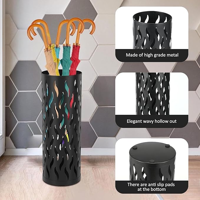 Umbrella Holder for Entryway,Metal Organizer Standing - 15x15x42cm Umbrella Stand Rack Bin - for Indoor Living Room Entryway Hallway Balcony Office Hotel Reception Lounge Restaurant
