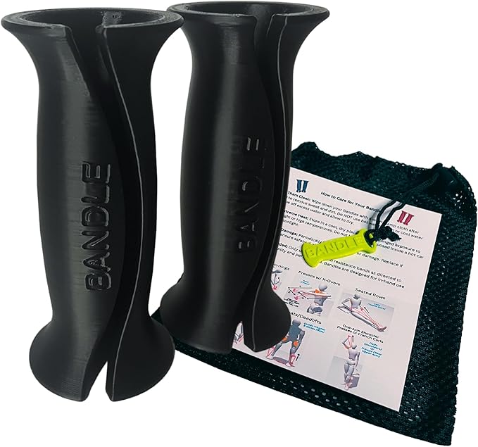 Bandle™ - True Ergonomic Handles for Resistance Bands | Unleash The Full Potential of Pain-Free, Full-Body Workouts | Durable & Comfortable for High-Intensity Training (2 Handles)