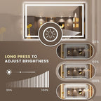 LOAAO 50"X30" LED Bathroom Mirror with Lights, Anti-Fog, Dimmable, Backlit + Front Lit, Lighted Bathroom Vanity Mirror for Wall, Memory Function, Tempered Glass, Safe to Use, ETL Listed