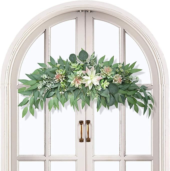 CDQL Artificial Succulents Swag Decorative Swag,Green Leaves Wedding Arch,Greenery Swag,Farmhouse Wedding Arch Flower,Table Centerpieces Wall Decor (1)