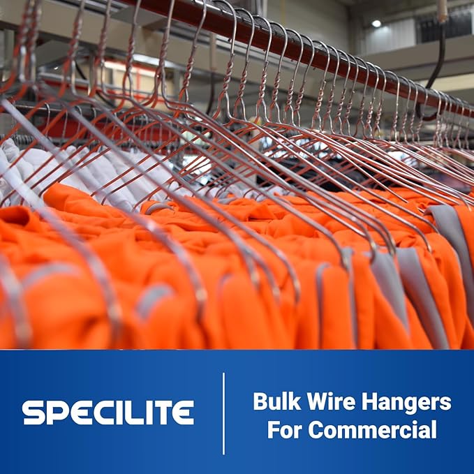 SPECILITE Wire Metal Clothes Hangers Bulk 250 Pack for Standard Size Suits, Coats, Shirts, Pants, Skirts, Space Saving, Non Slip,16 Inch 12 Gauge Ultra Thin, Silver
