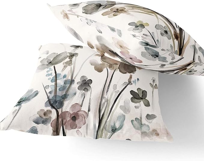 Flower Throw Pillow Covers 20x20 Set of 2, Cozy Flowers Pillow Cushion Cases, Modern Decorative Square Pillowcases for Sofa Couch Bedroom Living Room Car Seat