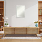 Amanti Art White Wall Mirror 25x19 Paige White Silver Rectangle Bathroom Mirror for Wall Decor Living Room, Medium Modern Wood Frame, Hangs Horizonally and Vertically, Bathroom Decor, Beveled Edge