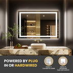 LOAAO 40"x28" LED Bathroom Mirror with Lights, Anti-Fog, Dimmable, Backlit + Front Lit, Lighted Bathroom Vanity Mirror for Wall, Memory Function