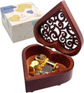 Pursuestar Beauty and The Beast Music Box, Heart Shaped Vintage Wood Mechanism Wind Up Musical Box Gift for Birthday Valentine