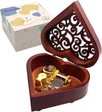 Pursuestar Over The Rainbow Music Box, Heart Shaped Vintage Hollow Out Wood Mechanism Wind Up Musical Box Gifts for Birthday Christmas Mother's Day Valentine's Day