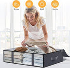 StorageRight Under Bed Storage Bags 8 Pack, 40L Large Clothes & Comforter Storage Containers with Clear Window, Breathable Fabric Organizer for Blankets, Bedding, Seasonal Clothing, Grey