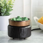 Candle Warmers ETC 2-in-1 Candle and Fragrance Warmer for Warming Scented Candles or Wax Melts and Tarts with to Freshen Room, Primitive Black and Bronze