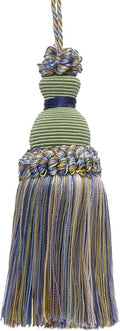 DÉCOPRO Beautiful Hand-Crafted 5" (12.5cm) Key Tassel, 3 1/2" (8.5cm) Loop # IKTJ, Spring Green #4668 (Mint Green, Sky Blue, Light Gold) Sold Individually