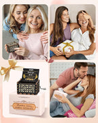 Swooflia Mother's Day Wooden Music Box for Mom with Sunflower Greeting Card - Hand Crank Engraved Musical Box Vintage Mechanism Personalized Gifts for Women On Birthday