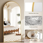 Prywot Full Length Mirror, Oversized 78"x38" Arched-Top Floor Mirror, Free Standing Mirrors, Modern Full Body Mirrors with Aluminum Alloy Frame for Bedroom,Living Room, Gold