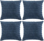 Fancy Homi 4 Packs Decorative Throw Pillow Covers for Living Room Couch Bed, Modern Farmhouse Boho Home Décor Accent Cushion Case, 18" x 18", Dusty Blue