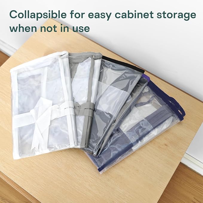 5PACK Clear Zippered Storage Bags for Clothes, 22L Closet Organizers Bag, and Blanket Storage Bags for Bedding, Linen, Blankets, Comforters, Clothing & Toys (Black)