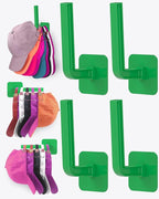 Multi-Purpose Hat Organizer (4-Pack), Strong Adhesive Hat Hooks for Wall, Two Mounting Options, Green