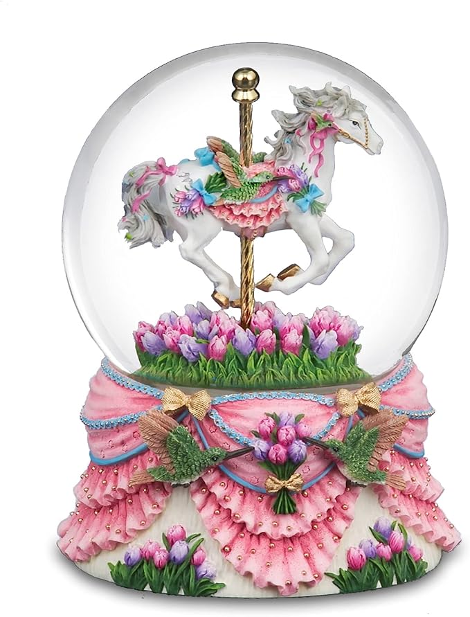 The San Francisco Music Box Company Hummingbird Carousel Waterglobe