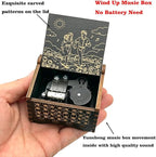 Pursuestar Black Wooden Wind Up Music Box - Greensleeves, Vintage Engraved Wood Mechanism Musical Gifts for Anniversary Mother's Day Valentine's Day Christmas Thanksgiving Birthday