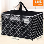 HomeHacks Heavy Duty Moving Bags with Tag Pockets, Collapsible Storage Totes for Moving, Camping & Travel -Foldable Packing Boxes, Zipper Handles, Black（8 Packs, 125L）