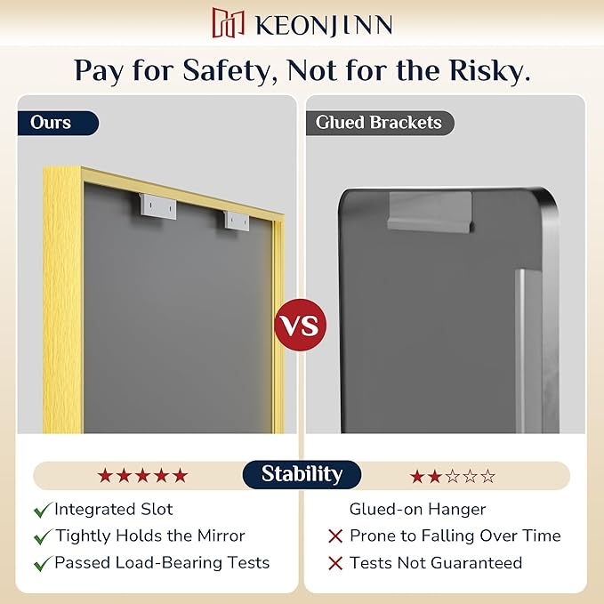 Keonjinn 24 x 36 Inch Brushed Gold Bathroom Mirror Gold Wall Mounted Vanity Mirror Metal Framed Rectangular Mirror for Bathroom Gold Rectangle Mirror with Aluminum Alloy Frame(Horizontal/Vertical)