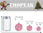 Emopeak 24Pcs Christmas Balls Ornaments for Xmas Christmas Tree - 4 Style Shatterproof Christmas Tree Decorations Hanging Ball for Holiday Wedding Party Decoration (Pink, 2.4"/6.2CM)