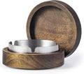 Wooden Ashtray with Lid for Smokers Stainless Steel Liner Ash Tray Windproof Durable Easy to Clean Cool Ashtrays for Indoor or Outdoor Use, Patio, Office & Home