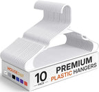 HOUSE DAY Premium Plastic Hangers 10 Pack, Clothes Hanger Space Saving, Heavy Duty Coat Hanger - Durable and Strong Closet Organizers and Storage Makes It Ideal Dorm Room Essentials (White)