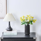 Black Ceramic Flower Vase for Pampas Grass, 8 inch Small Decorative Centerpiece Ribbed Vase for Dining Table, Office Desktop, Shelf Bookshelf, Mantel, Entryway, Bathroom, Countertop, Farmhouse, Gift