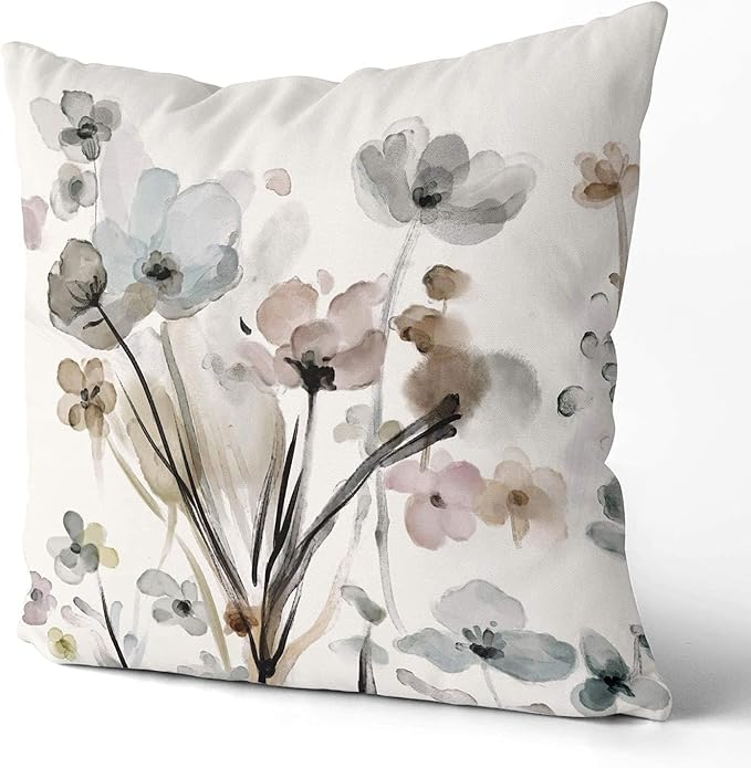 Flower Throw Pillow Covers 16x16 Set of 2, Flowers Pillow Cushion Cases,Decorative Square Pillowcases for Sofa Couch Bedroom Living Room Car