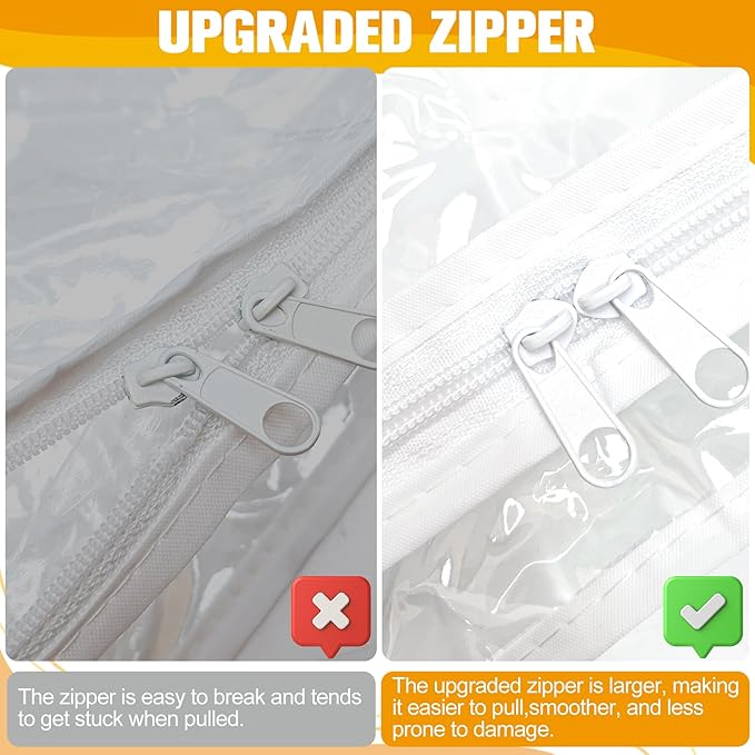 Kikerike Plastic Storage Bags with Easy-Glide Zipper, Pack of 8, Durable Clear Vinyl Zippered Storage Bags for Clothes Sweaters Comforters Blankets Sheets Bedding (23.6 x 16.9 x 13.8 Inch)