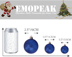 Emopeak 24Pcs Christmas Balls Ornaments for Xmas Christmas Tree - 4 Style Shatterproof Christmas Tree Decorations Hanging Ball for Holiday Wedding Party Decoration (Navy Blue, 1.3"/3.2CM)
