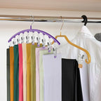 Legging Organizer for Closet, Metal Yoga Pants Hanger w/Rubber Coated 1 Pack w/10 Clips Hold 10 Leggings, Hangers Space Saving Hanging for Closet Organizers and Storage-Purple