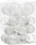 Wironlst Christmas Ball Ornaments Shatterproof Clear Large Plastic Hanging Ball Decorative Baubles Set with Stuffed Delicate Decorations (Multi-Size, White)