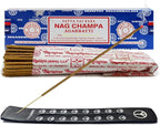 TRUMIRI Incense Stick Holder Bundle with Satya Sai Baba Nagchampa 100g Incense Sticks - Pack of 1 (Approx 100 Sticks)