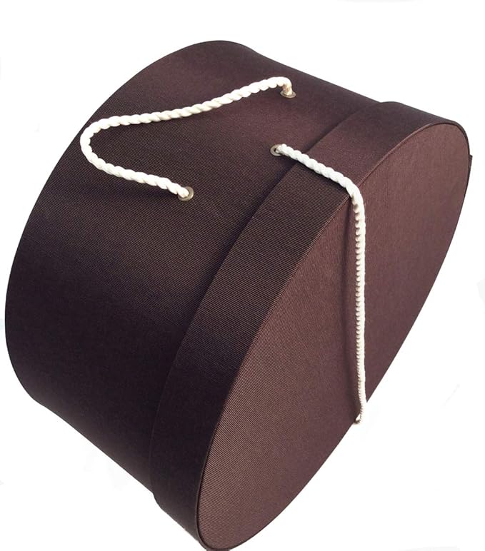Sarah's Hat Boxes Classic Brown Hat Box – 14.75" x 7.5" (Dia. x Ht.) Handmade in USA – Odorless Non-Toxic Adhesive, Cording Handle – Premium Storage for Hats & Accessories