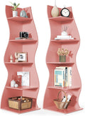 LITTLE TREE 70-Inch Corner Shelf, Seaweed Shaped Etagere Display Bookshelf, Freestanding 5-Tier Wall Shelves for Small Spaces, Living Room, Bedroom, Pink, 2 Pack