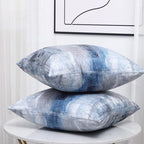 Blue and Grey Throw Pillow Cover Pack of 2, Abstract Art Gallery Modern Decorative Cushion Cover for Bedroom Sofa Living Room(16 x 16 Inch,Blue and Grey)