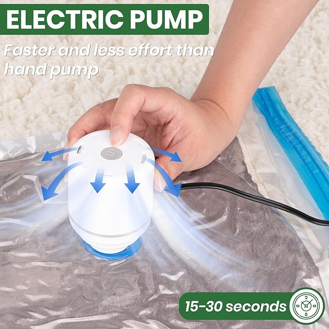 Vacuum Storage Bags,20Pack Vacuum Seal Bags with Electric Air Pump,Vacuumm Seal Bag for Clothing,Travel,Clothes,Comforters,Blankets,Pillows-4 Jumbo+4 Large+4 Medium+4 Small+4 Roll Up Space Saving Bag