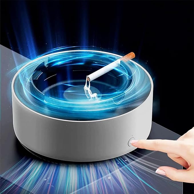 2 in 1 Air Purifier Ashtray Multifunctional Smokeless with Filter,Ashtrays for Cigarettes for Home Indoor Car Office (Grey)